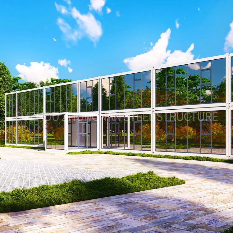 2-story container office building with glass wall