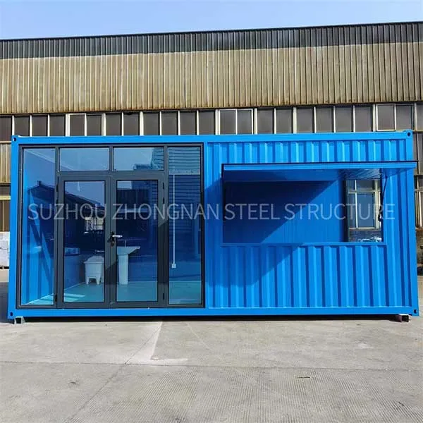 Blue spray-painted container house store