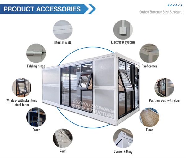 Salle de réception de conteneur pliant