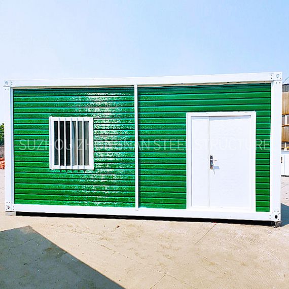 Maison de conteneur d'assemblage verte personnalisée de 20 pieds